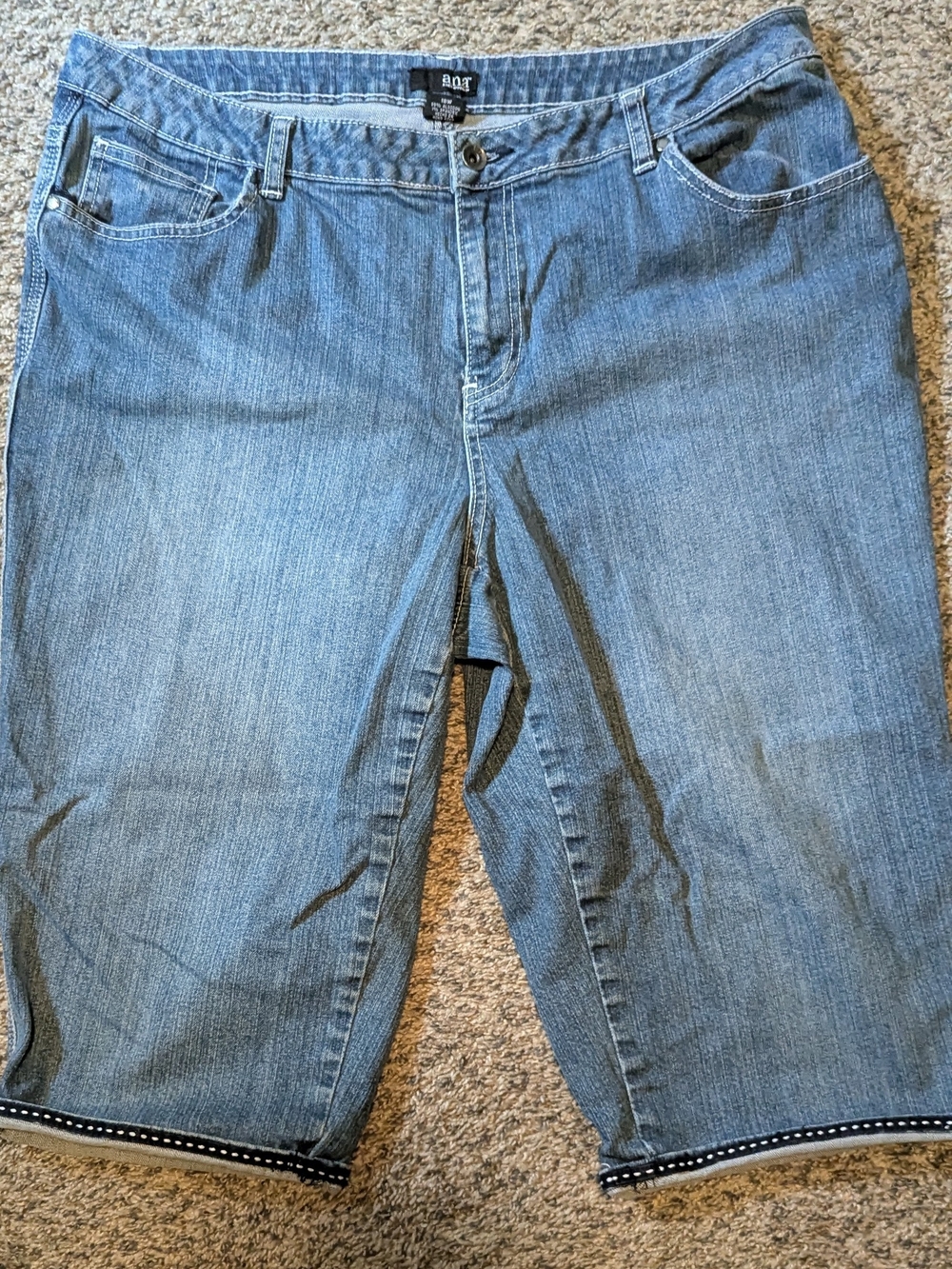 a.n.a Light Blue Denim Capris with Studded Hem Trim